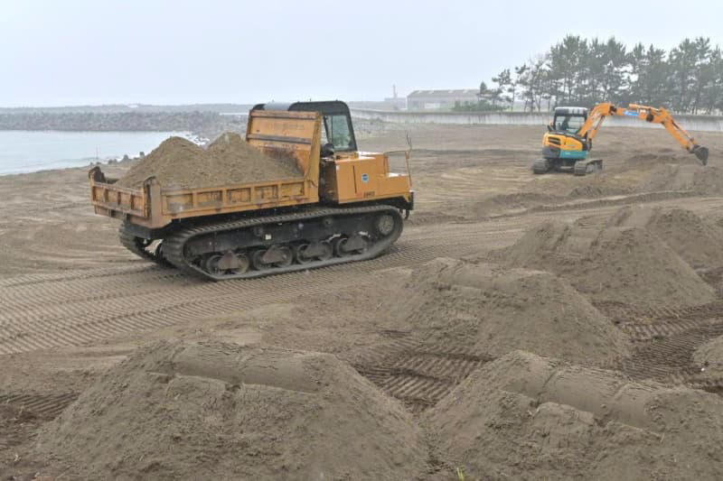 会瀬海水浴場開設へ 砂浜復旧 急ピッチ 5年ぶり 茨城・日立市