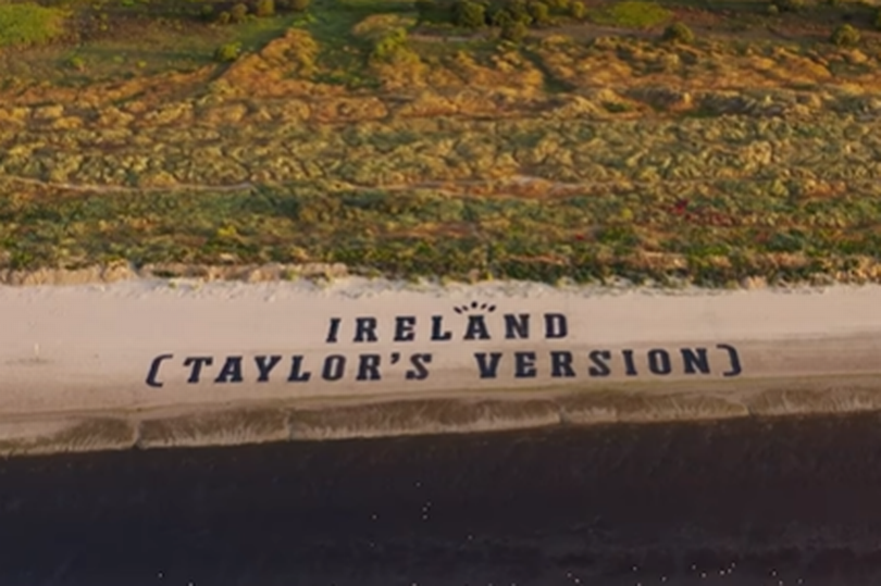 taylor swift's grand welcome in ireland marked by a massive 100m beach sign as she lands for aviva stadium shows