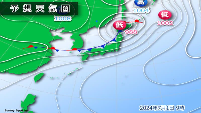 北海道 ７月初めに低気圧通過 日本海側中心に大雨へ十分注意を