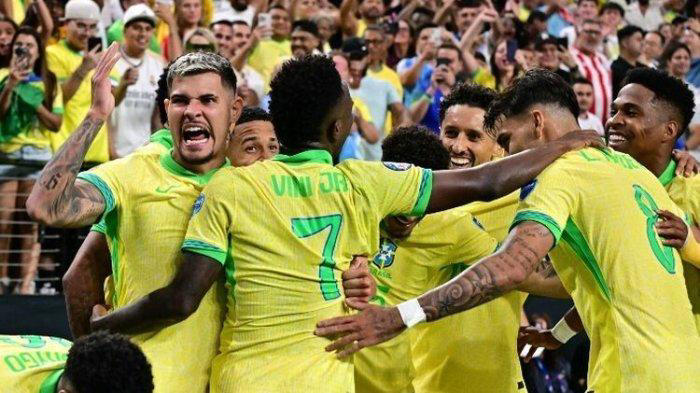 hasil copa america 2024 - brasil ngamuk,pesta gol atas paraguay,diwarnai dribel pelangi vinicius