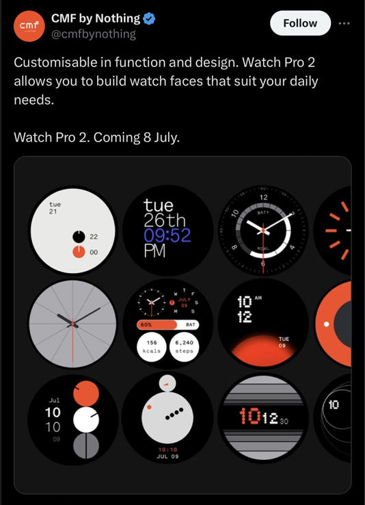 Nothing CMF Watch Pro 2 to launch on July 8 in India: Everything we know