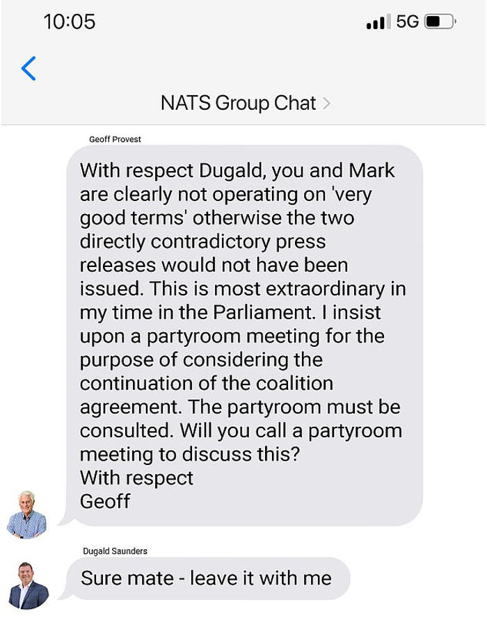 leaked chat messages between national mps reveal coalition disarray
