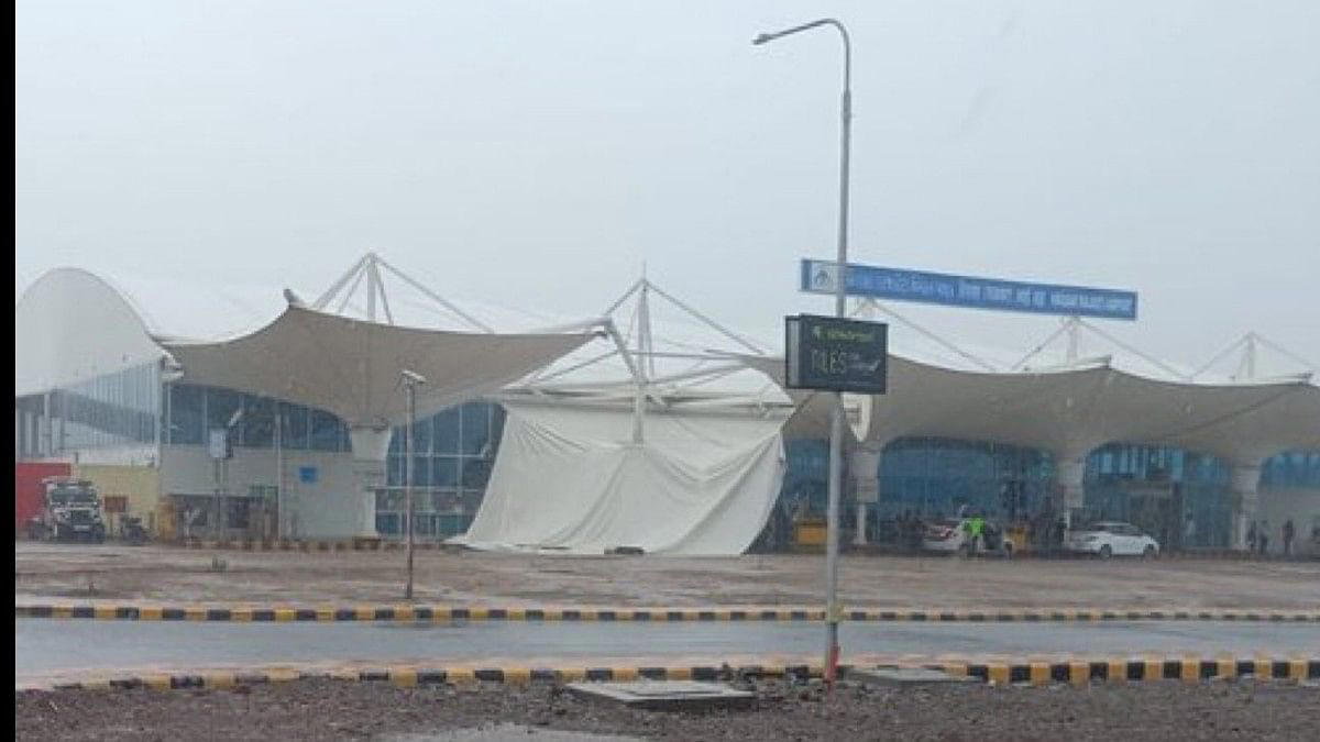 part of canopy at rajkot airport collapses amid heavy rains in 3rd such incident in as many days