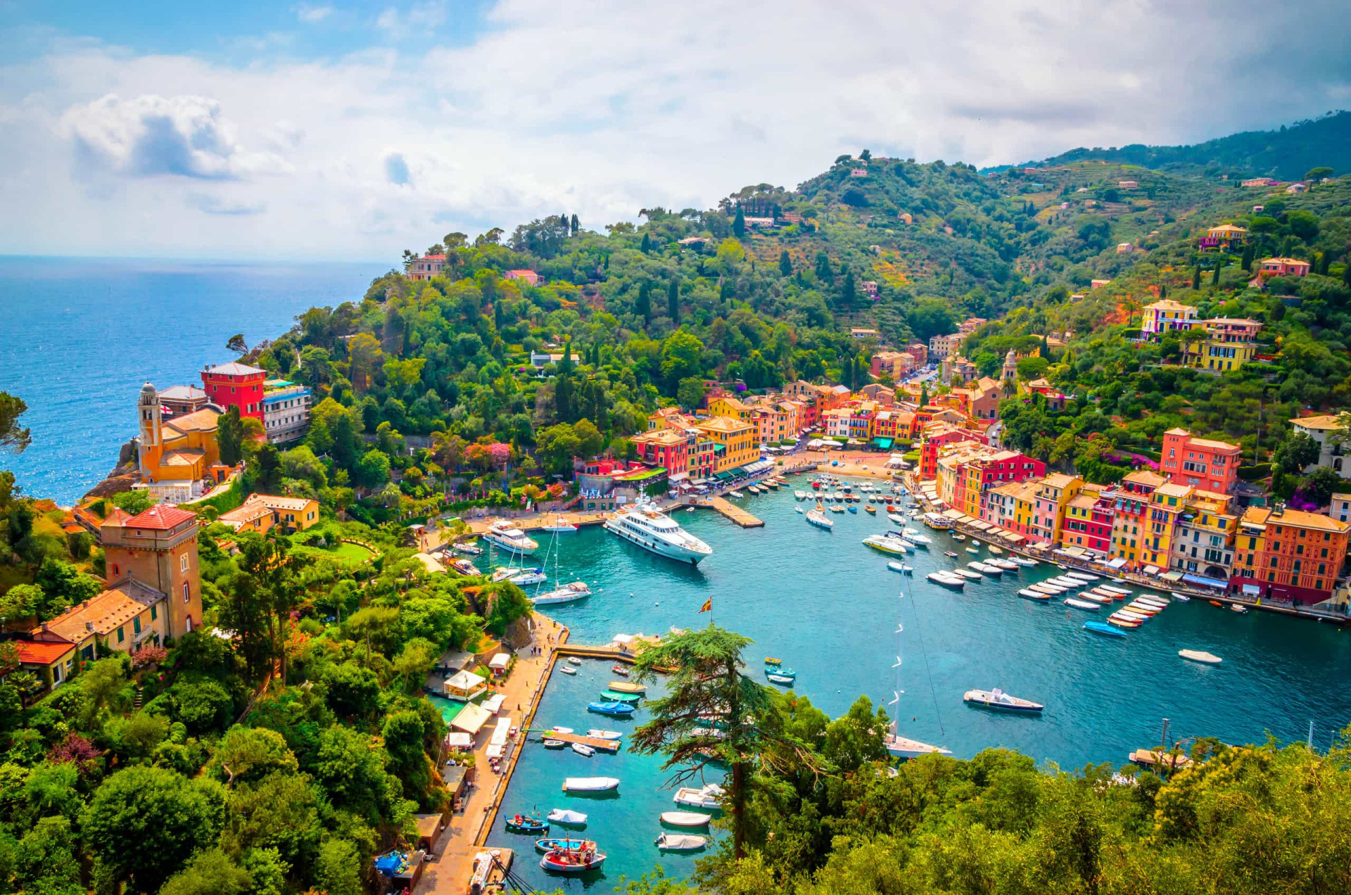 <p>One of the towns that distinguish the Italian Riviera, Portofino is clustered around its small harbor, which serves as a picturesque gateway to the Ligurian Sea.</p>