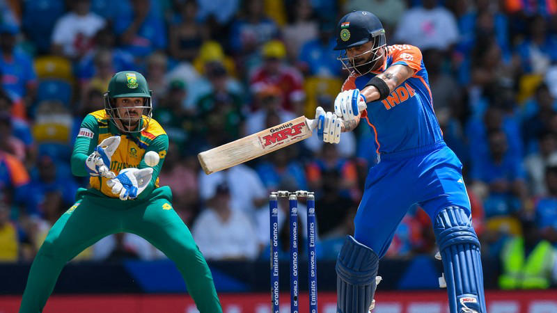 virat kohli stars as india post imposing 176 against proteas in t20wc final