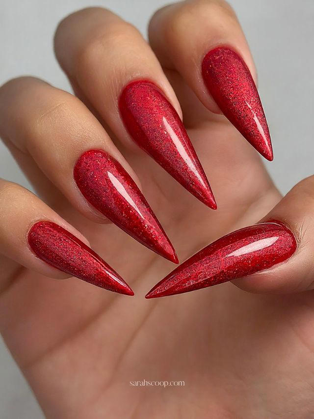 35 Long Red Stiletto Nail Designs