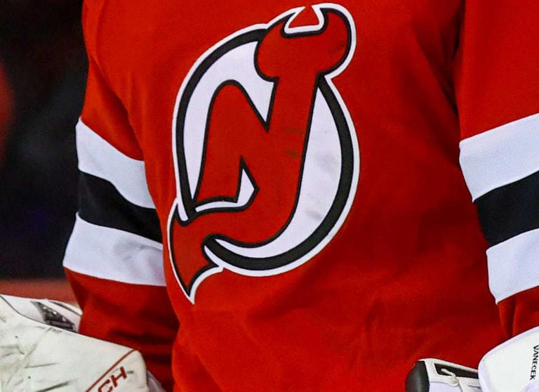New Jersey Devils logo for use an icon during the third period on Monday, Nov. 21, 2022 in Newark, N.J.