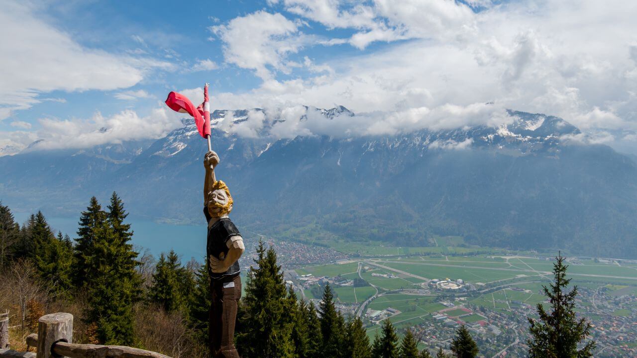 <p><strong>Harder Kulm</strong><span>, near Interlaken town center, offers a scenic view of Interlaken and its mountains. At an altitude of 1,322 meters, the summit </span>can be reached via funicular from Interlaken Ost train station. You can take in breathtaking views of the city, Lake Thun, and Lake Brienz. The Swiss Alps, including the Eiger, Mönch, and Jungfrau peaks, can be seen on clear days<strong>.</strong></p>