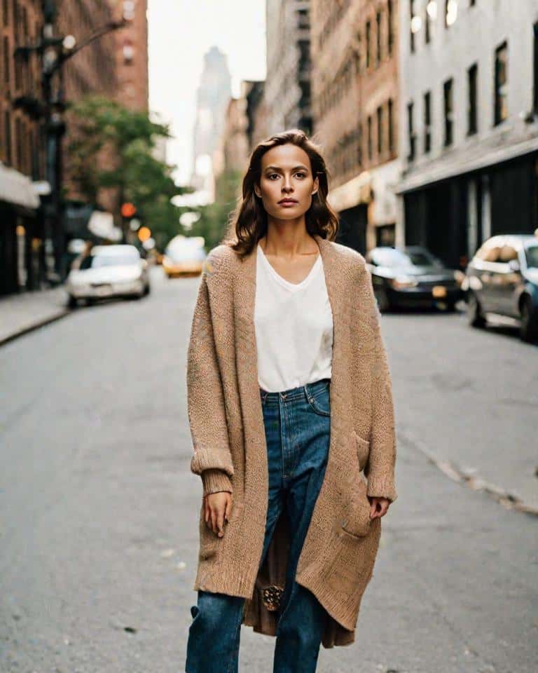 <p>Wrap yourself in the cozy embrace of an oversized knitted cardigan. Its chunky knit fabric provides warmth and comfort, making it perfect for cooler weekends, the loose fit allows for easy layering, and the textured knit lends sophistication to any ensemble.</p>