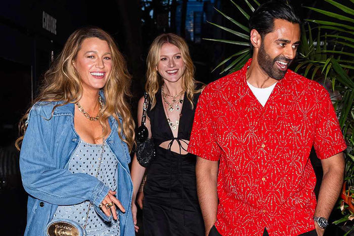 blake lively, brandon sklenar and hasan minhaj have “it ends with us” cast night out at new york city hot spot