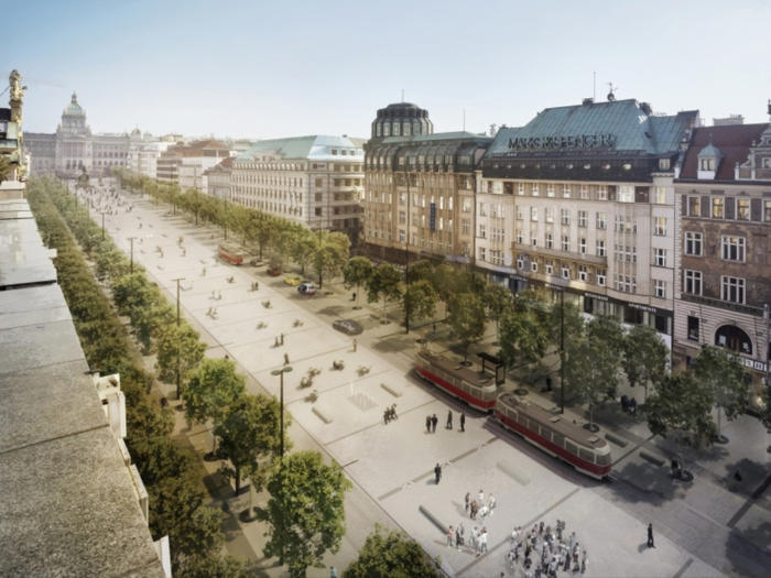 galerie: na václavském náměstí v praze začala výstavba tramvajové trati. začalo se vodičkovou ulicí
