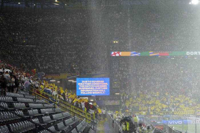 germany's game with denmark resumes at euro 2024 after thunderstorm