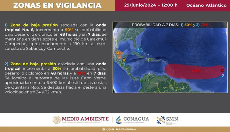 onda tropical en territorio mexicano se fortalece: conagua advierte potencial ciclón tropical