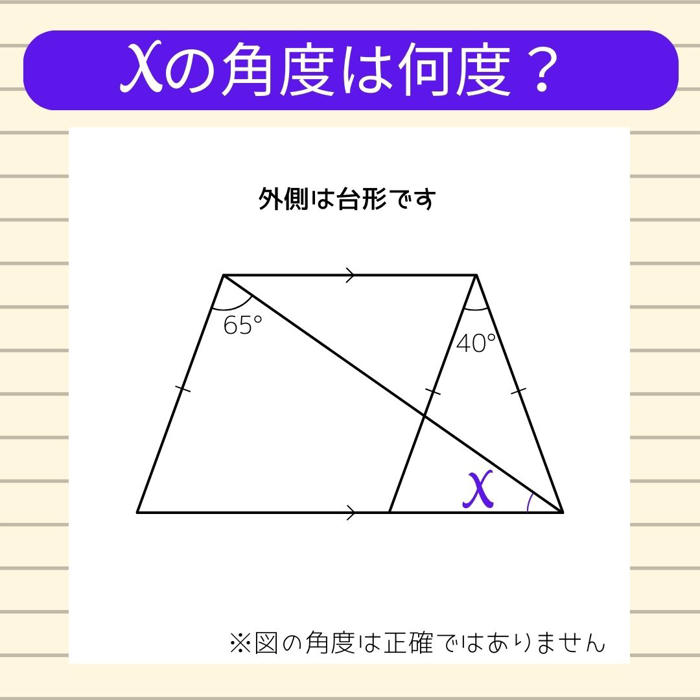 【角度当てクイズ vol.888】xの角度は何度？