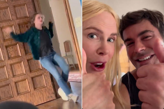 zac efron and nicole kidman crack up at joey king in bts footage from “a family affair”: 'that’s my girl'