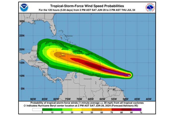 ¿dónde impactará el huracán beryl?