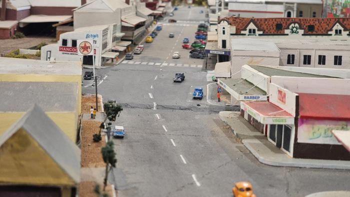 morrie russell's three-year miniature model effort captures his hometown of narrogin as it was in 1960s