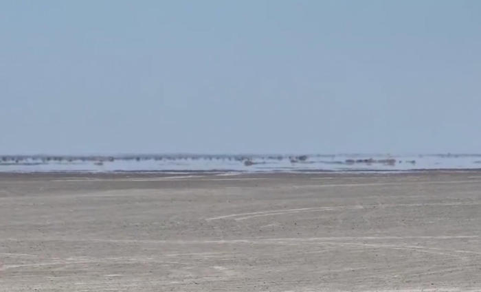 「大きな湖」が突然砂の海に！ 中国新疆クムタグ砂漠に「蜃気楼」が出現