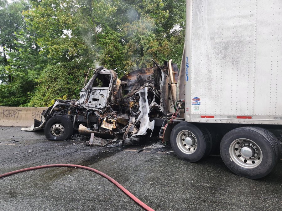 Tractor-trailer Catches Fire After Crash On I-495 In Montgomery County