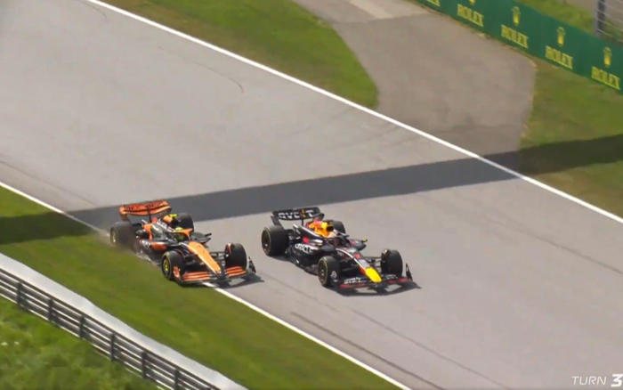 george russell snatches austrian grand prix win after verstappen and norris collide