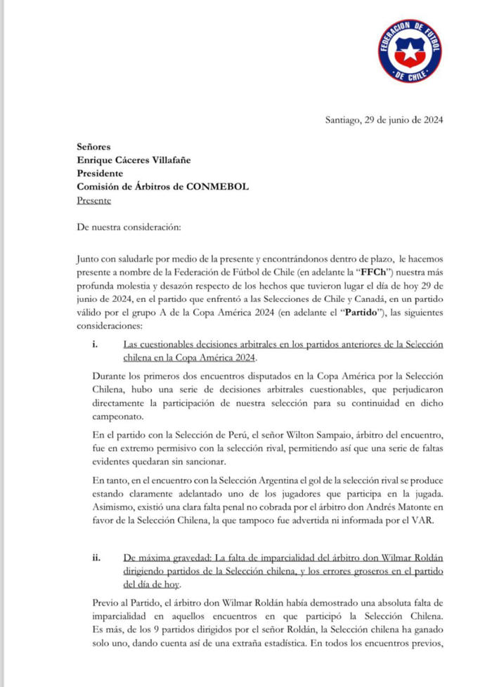 federación chilena de fútbol pide “la máxima sanción posible” para wilmar roldán