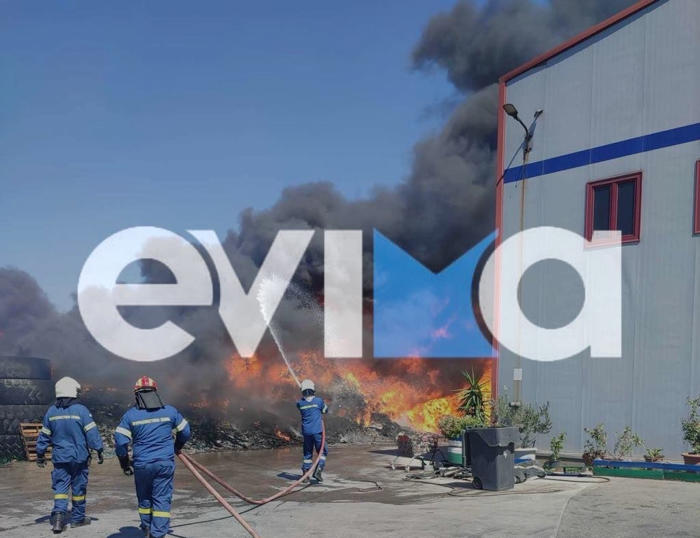 μεγάλη φωτιά εντός της βιομηχανικής ζώνης στην ριτσώνα – καίγεται εργοστάσιο- δείτε φωτογραφίες