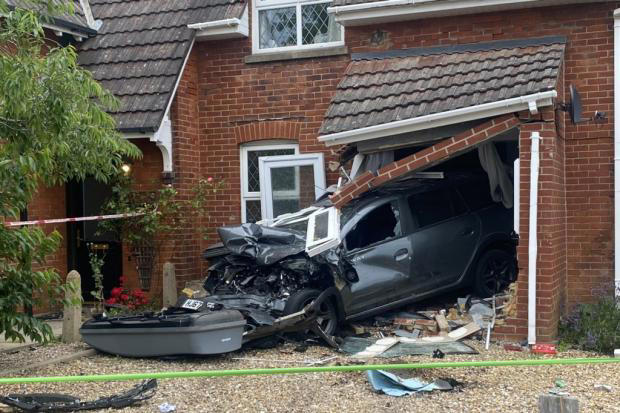 House left badly damaged after car crash