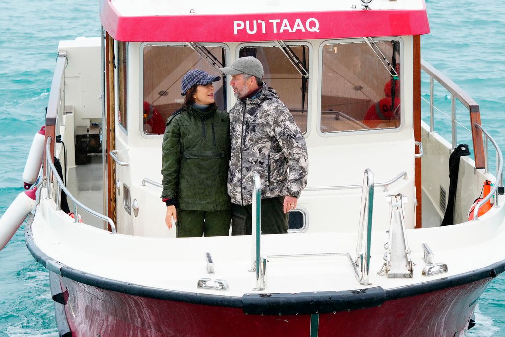 <p>Frederik and Mary exchanged looks of love as they boarded a boat in Qassiarsuk.</p>