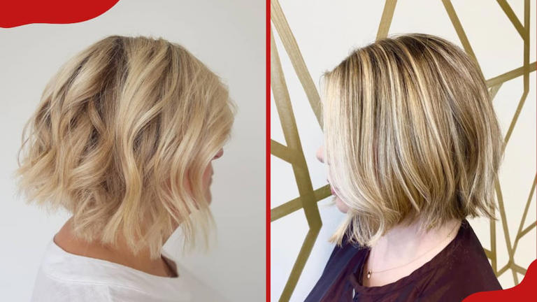 The tousled bob is suitable for those with a bit of natural wave, as the tousled look is easy to achieve with minimal styling. Photo: @hr.hairdressing, @cutatlanta (modified by author) Source: Instagram