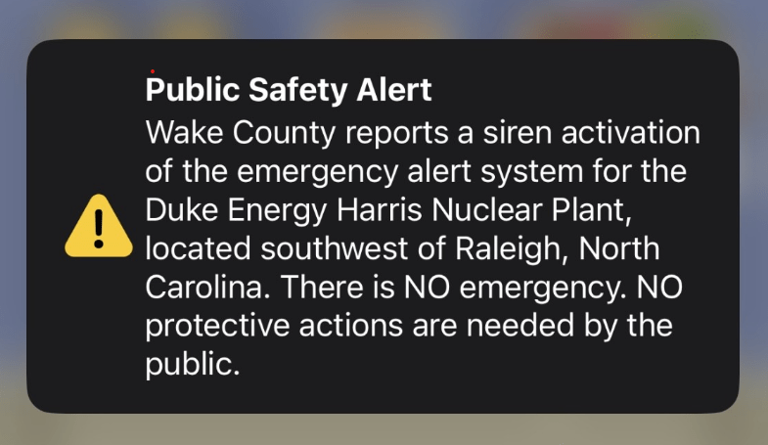 Nuclear power plant sirens in North Carolina go off inadvertently