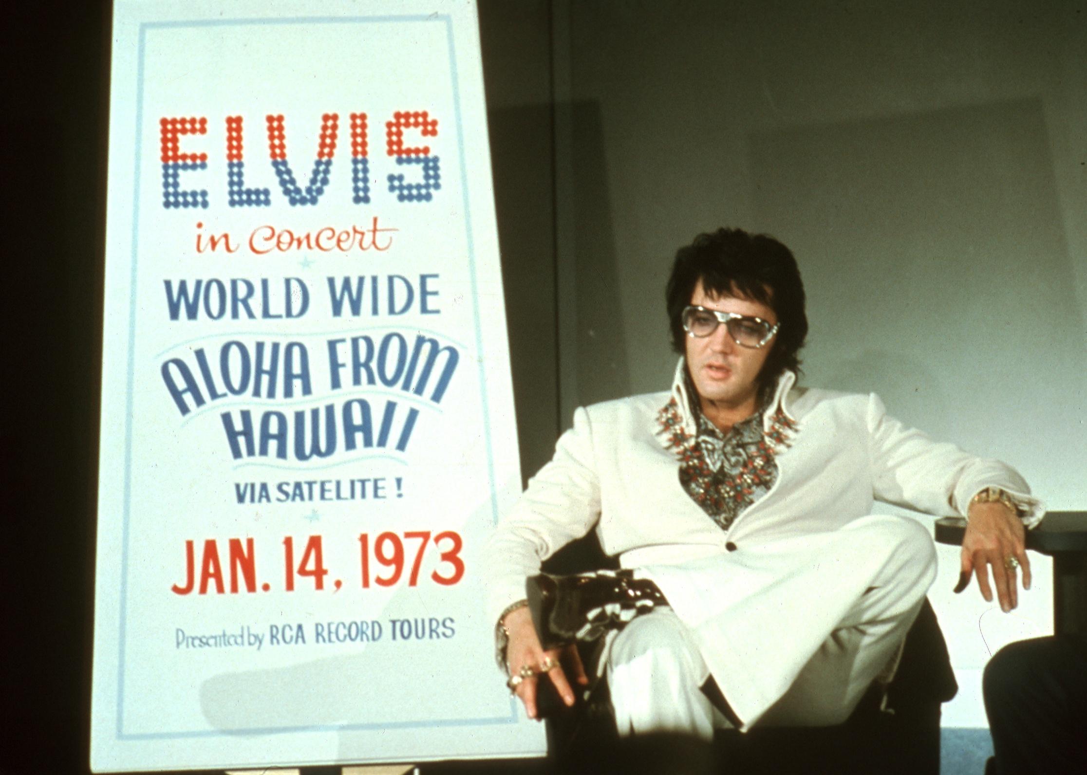 <p>Elvis Presley's historic performance at the Honolulu International Center was the <a href="https://www.atlasobscura.com/places/neal-s-blaisdell-center">first full concert to be broadcast worldwide via satellite</a>. He sang a number of well-known hits while wearing a bejeweled cape, which he threw into the audience at the end. The concert <a href="https://www.thekingsransom.com/press/Elvis%20Presley%20Aloha%20From%20Hawaii%20Cape.pdf">aired in over 40 countries</a>.</p>