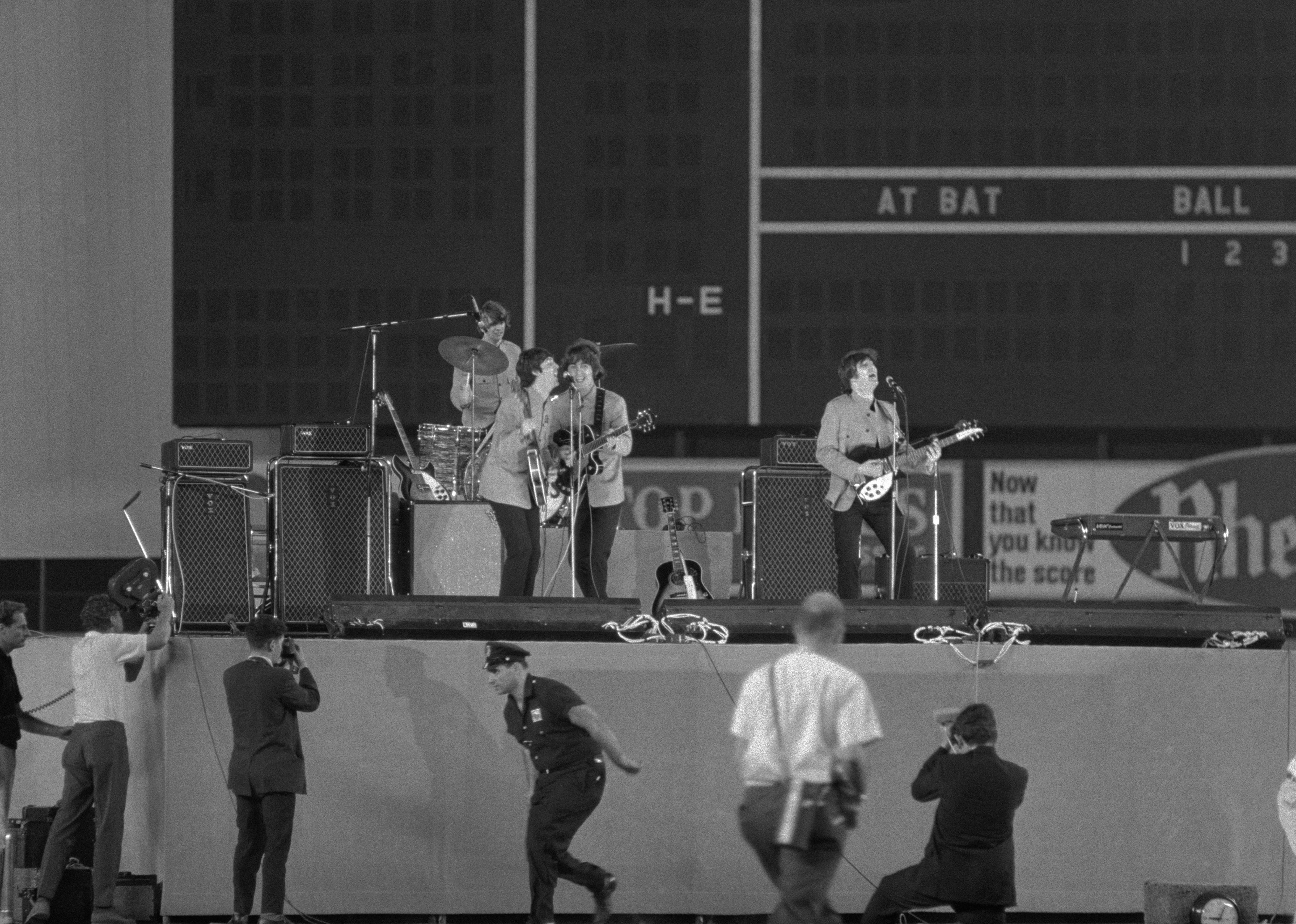<p>This historic performance by the Fab Four drew over 55,000 attendees, making it the <a href="https://nj1015.com/50-years-ago-the-beatles-invaded-shea-stadium/">largest concert to date</a>. Fans were screaming with such volume and intensity that the group could barely hear themselves play. John Lennon later said, "At Shea Stadium, I saw the top of the mountain."</p>