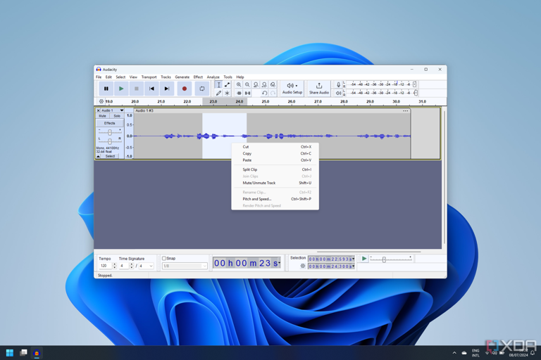 Screenshot of Audacity on Windows