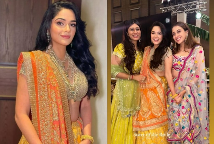 Anjali Merchant Stuns In Mustard Yellow-Orange Gold Zari Work Lehenga ...