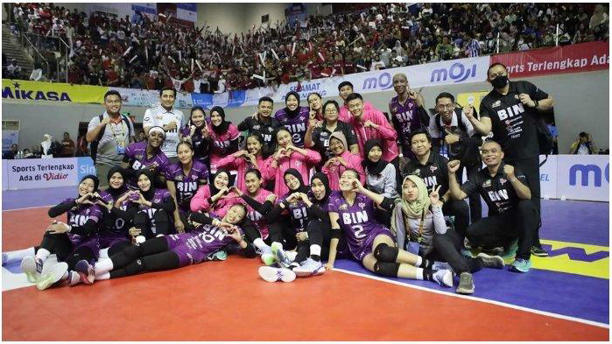 Potret tim Jakarta BIN seusai salahsatu pertandingan final four Proliga Putri 2024. (Instagram Megawati Hangestri)