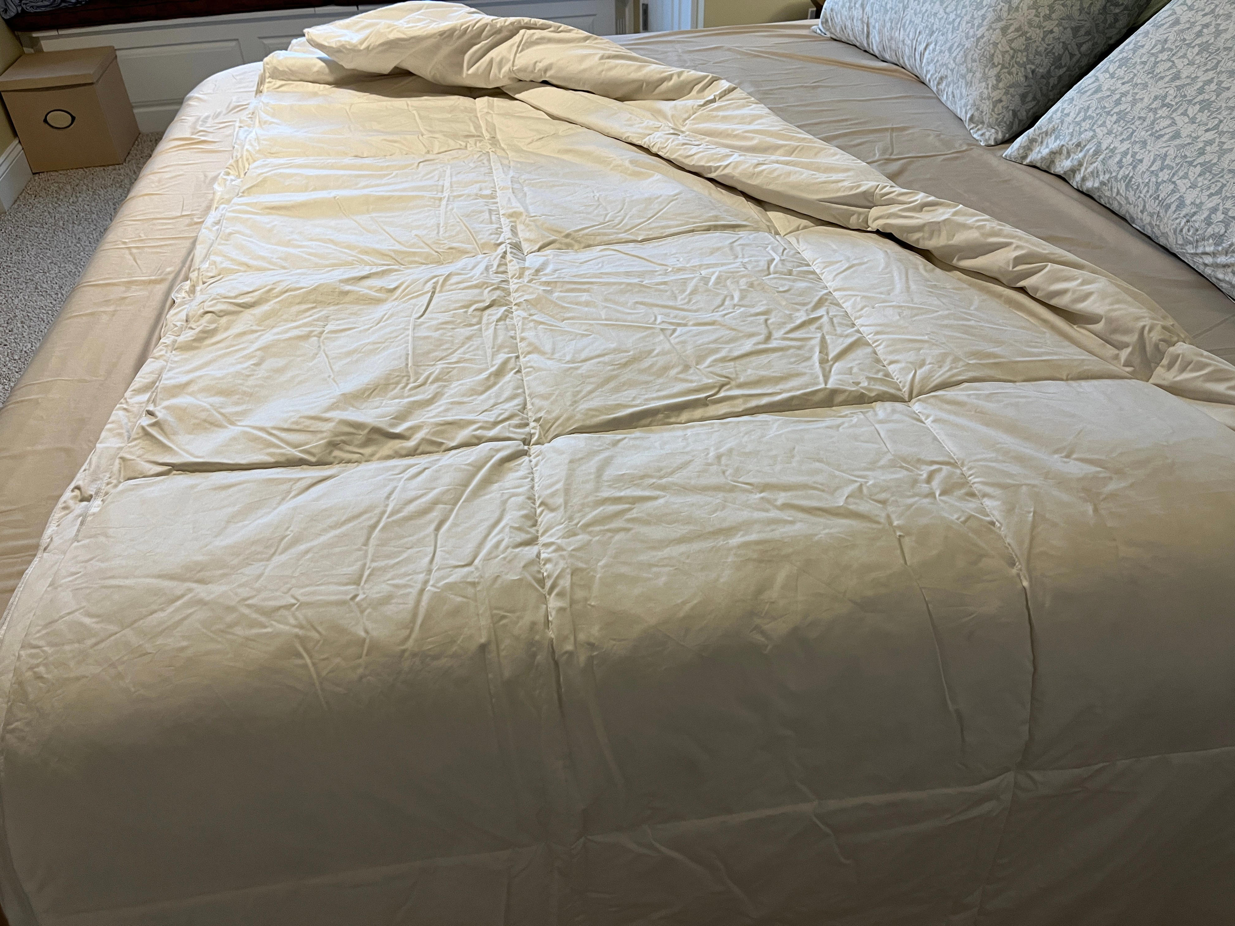down comforter on a bed