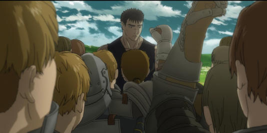 Guts' Raiders plead to Guts to become their new leader in Berserk the Memorial Edition episode 10