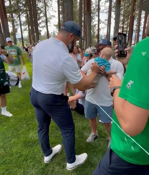 Jason Kelce signed the baby of a fan who was attending a celebrity golf tournament in Tahoe