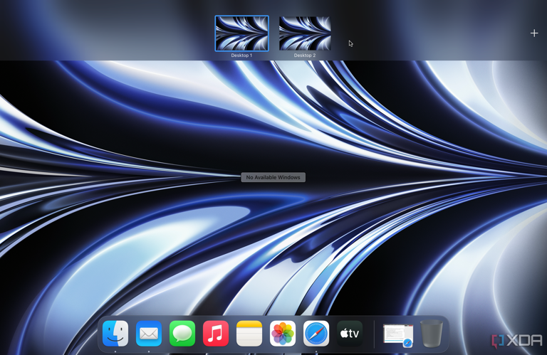 How to create and use multiple desktops on macOS: 2 desktops visible in the desktop view of mission control