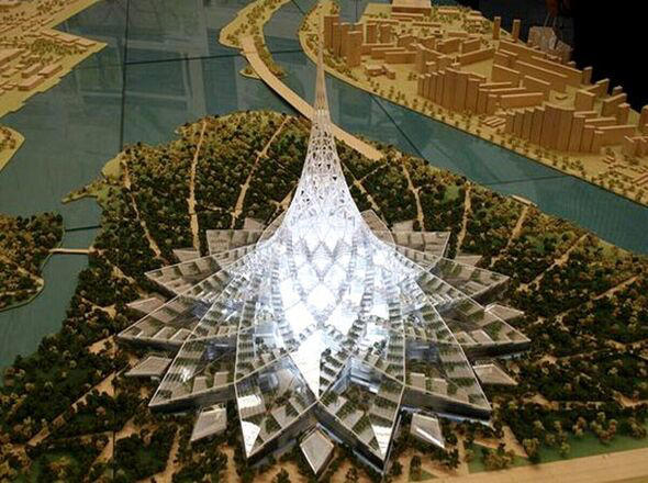 A visualisation of the Crystal Island building in Moscow, Russia
