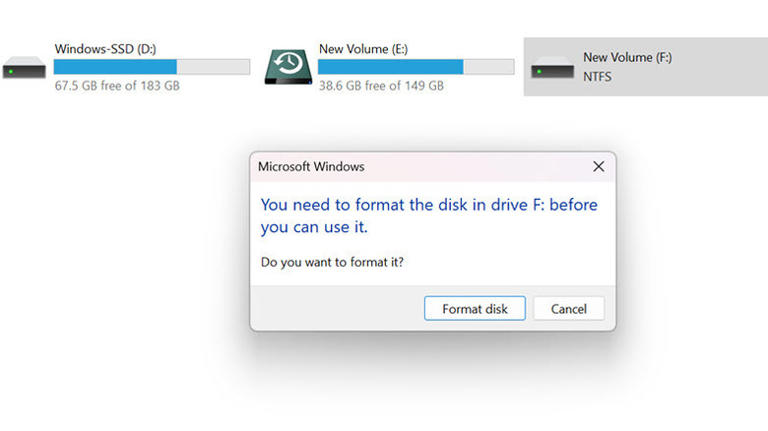 Windows asking to Format Disk