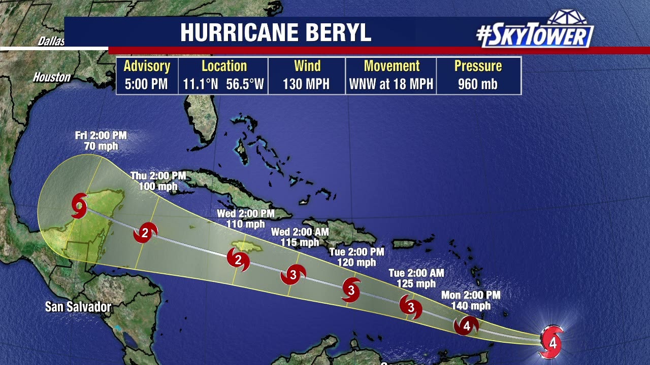 Hurricane Beryl Strengthens To Category 4 Storm, Atlantic's Earliest ...