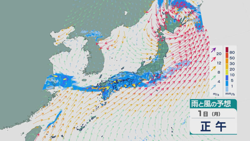 前線が停滞し1日は九州北部など西日本で大雨のおそれ 土砂災害などに厳重警戒を 雨と風シミュレーション