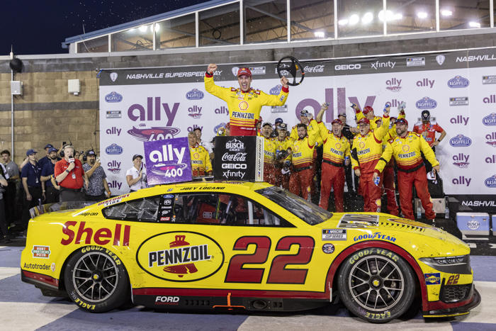 joey logano wins at nashville in record 5th overtime for 1st nascar cup series victory of year