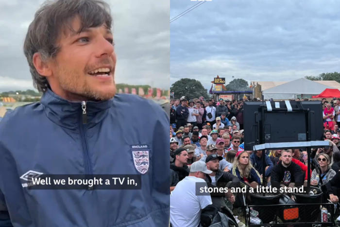 louis tomlinson metió un televisor a glastonbury para que la gente pudiera ver el partido de la eurocopa