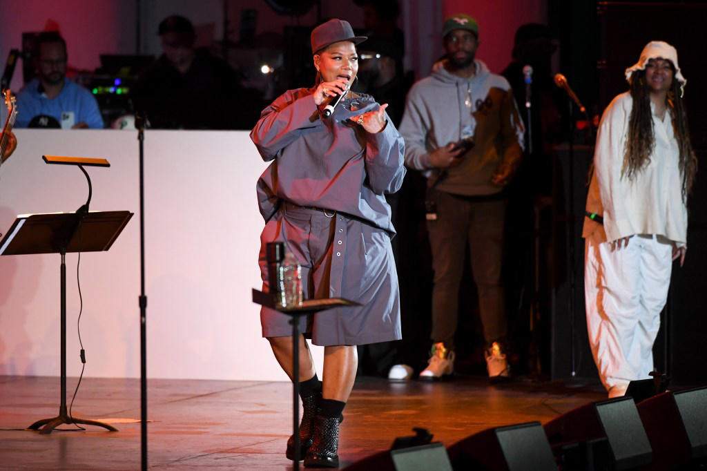 queen latifah owns the stage in black reptilian boots at bet experience 2024 in los angeles