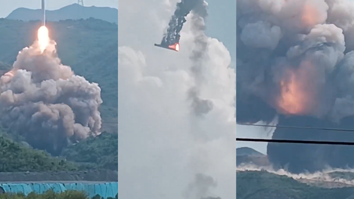 foguete chinês cai após lançamento acidental durante teste no solo
