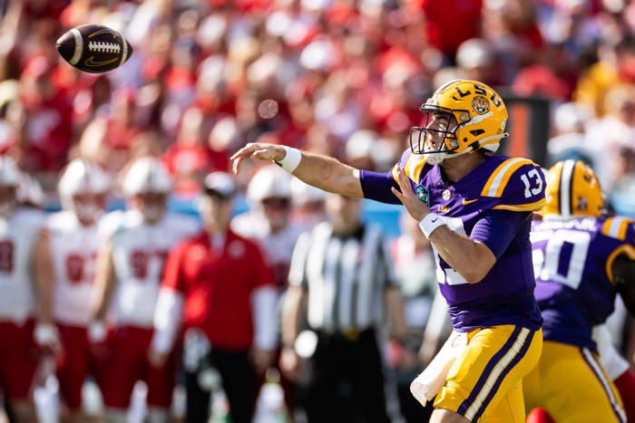 lsu quarterback garrett nussmeier excited about how his offensive line has grown in the off-season