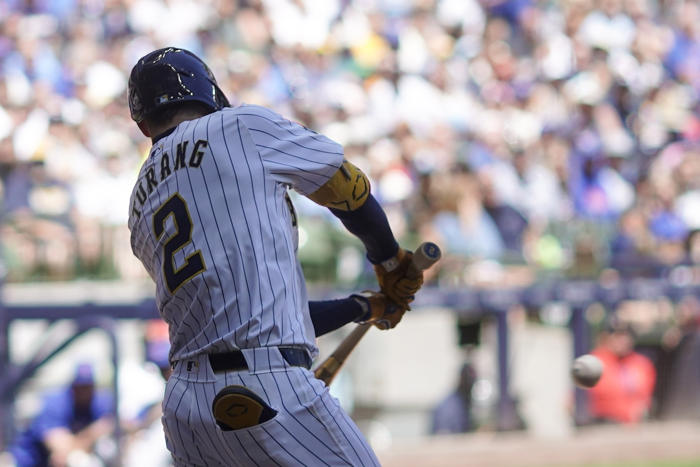 brice turang's grand slam caps 7-run 4th inning for brewers, who beat cubs 7-1