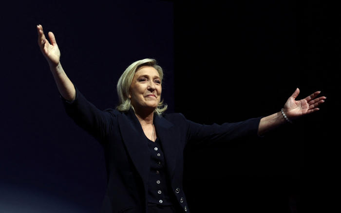 macron ‘practically wiped out’, marine le pen declares